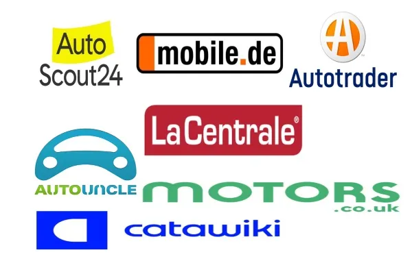 Логотипы ведущих платформ автомобильных объявлений в Европе